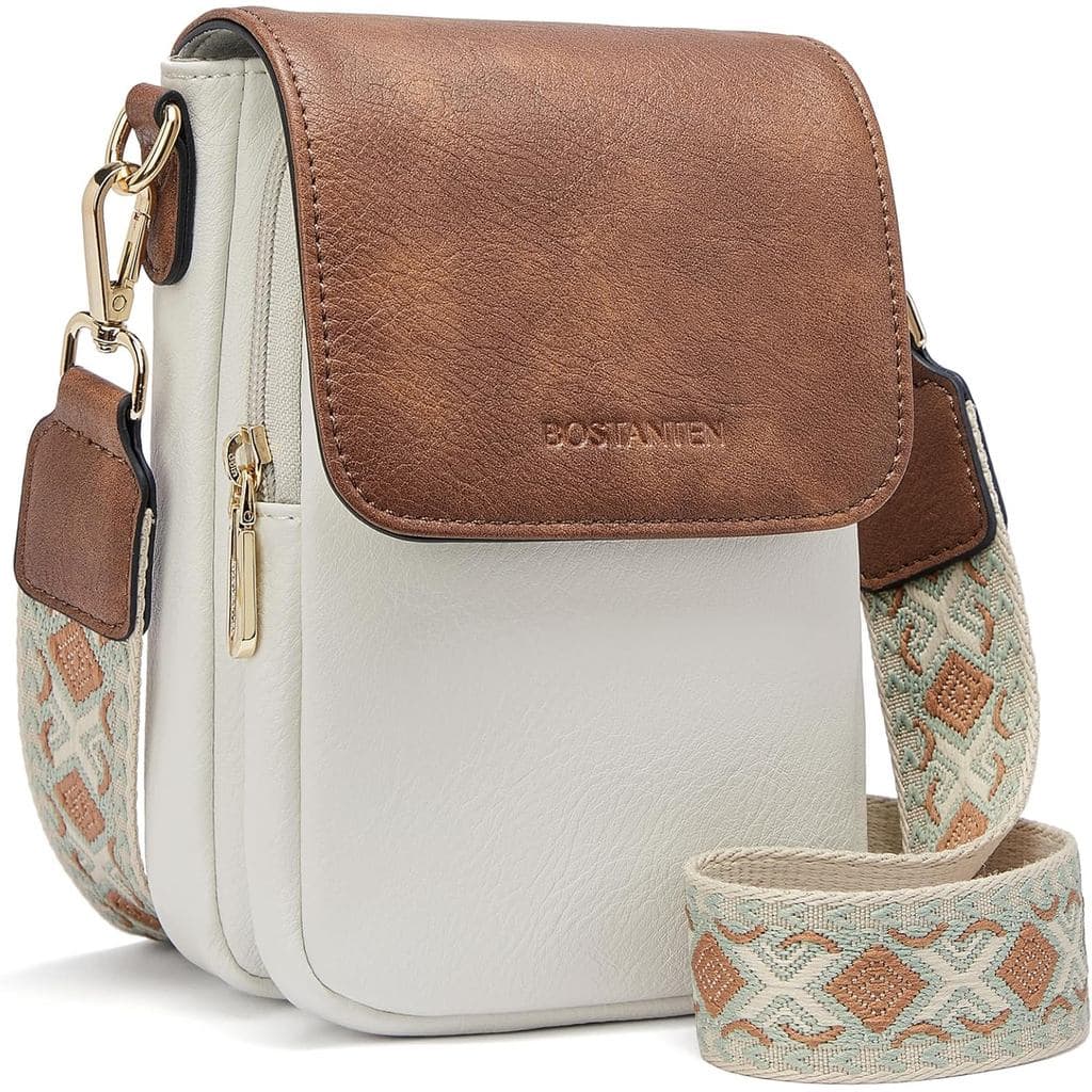 Bolsa Transversal Feminina BOSTANTEN, Carteira de Couro para Celular com Compartimentos para Cartões