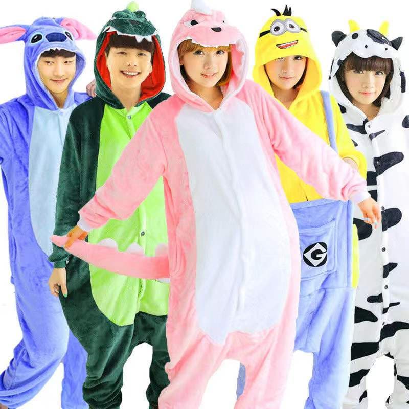 Kigurumi Dinossauro Dos Desenhos Animados Animal Cosplay Flanela Pijama Mulheres Homens Sleepwear Onesies Macacão Homewe