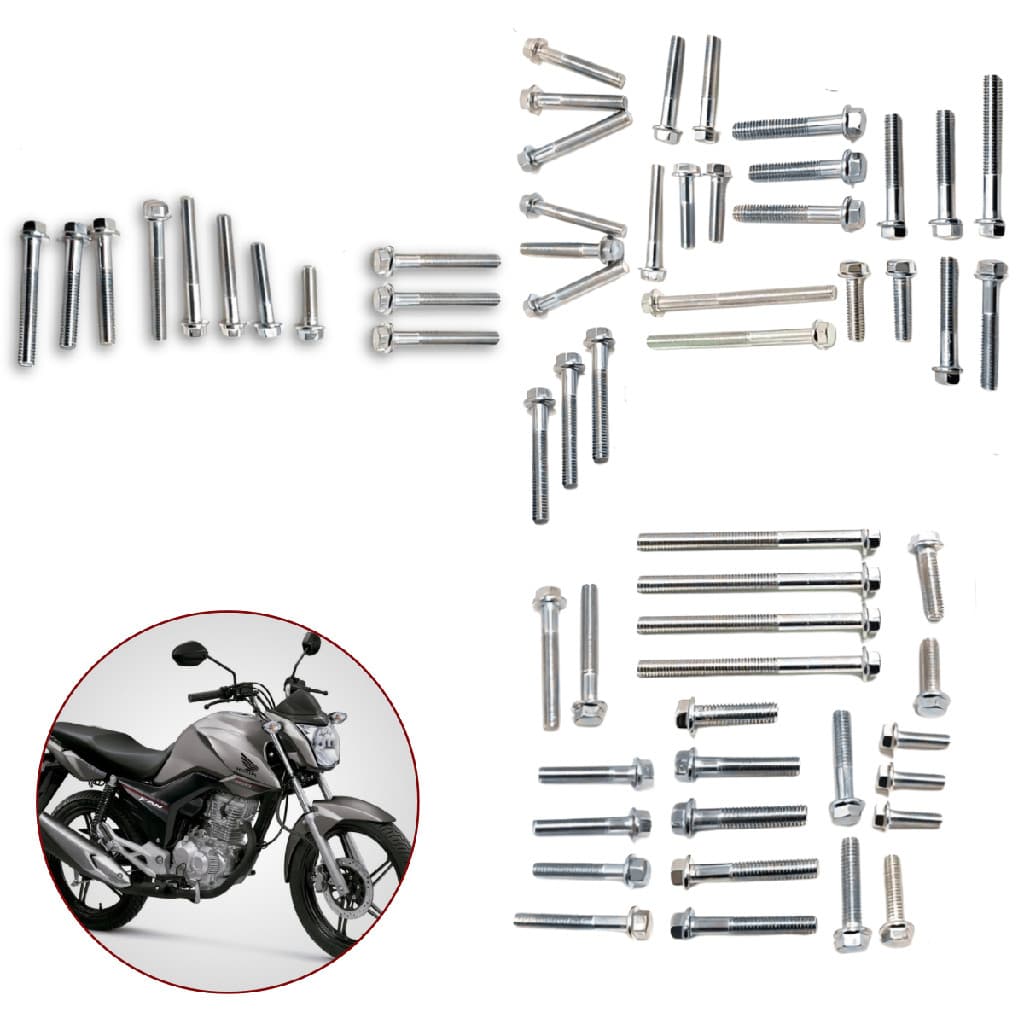 Kit Parafuso Tampa Motor Flange 60 Peças Titan 160 Fan 160 Bros 160