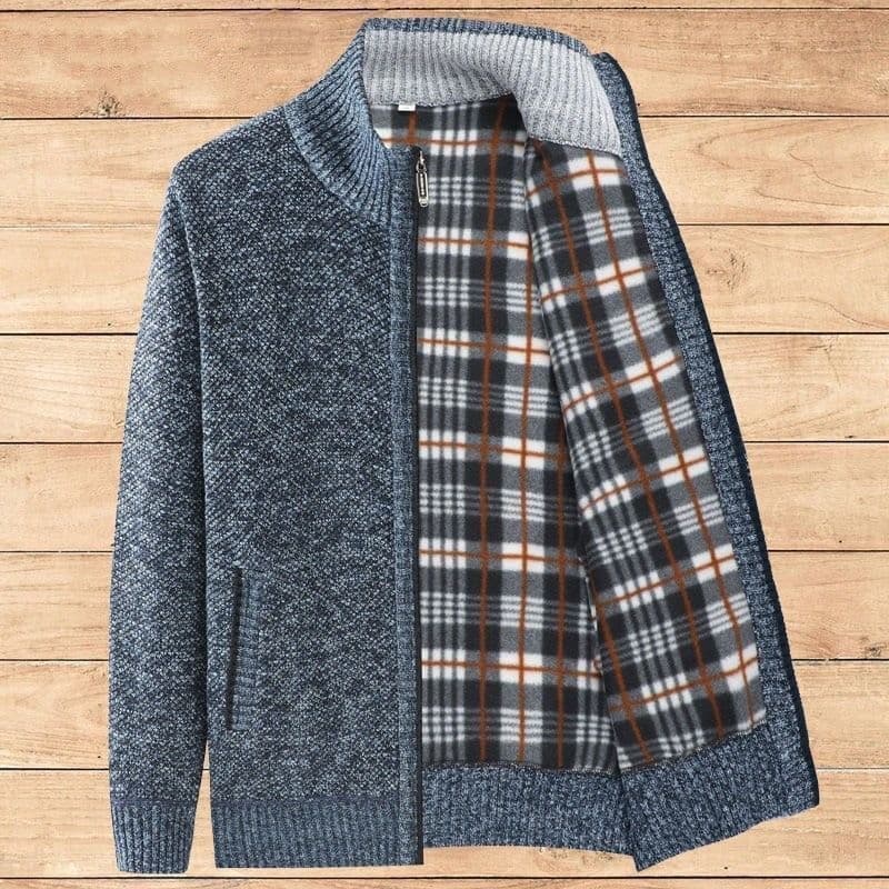 Promoção de marca Cardigan masculino novo estilo inverno meia-idade Casual camisola pai roupas de inverno escovado engro