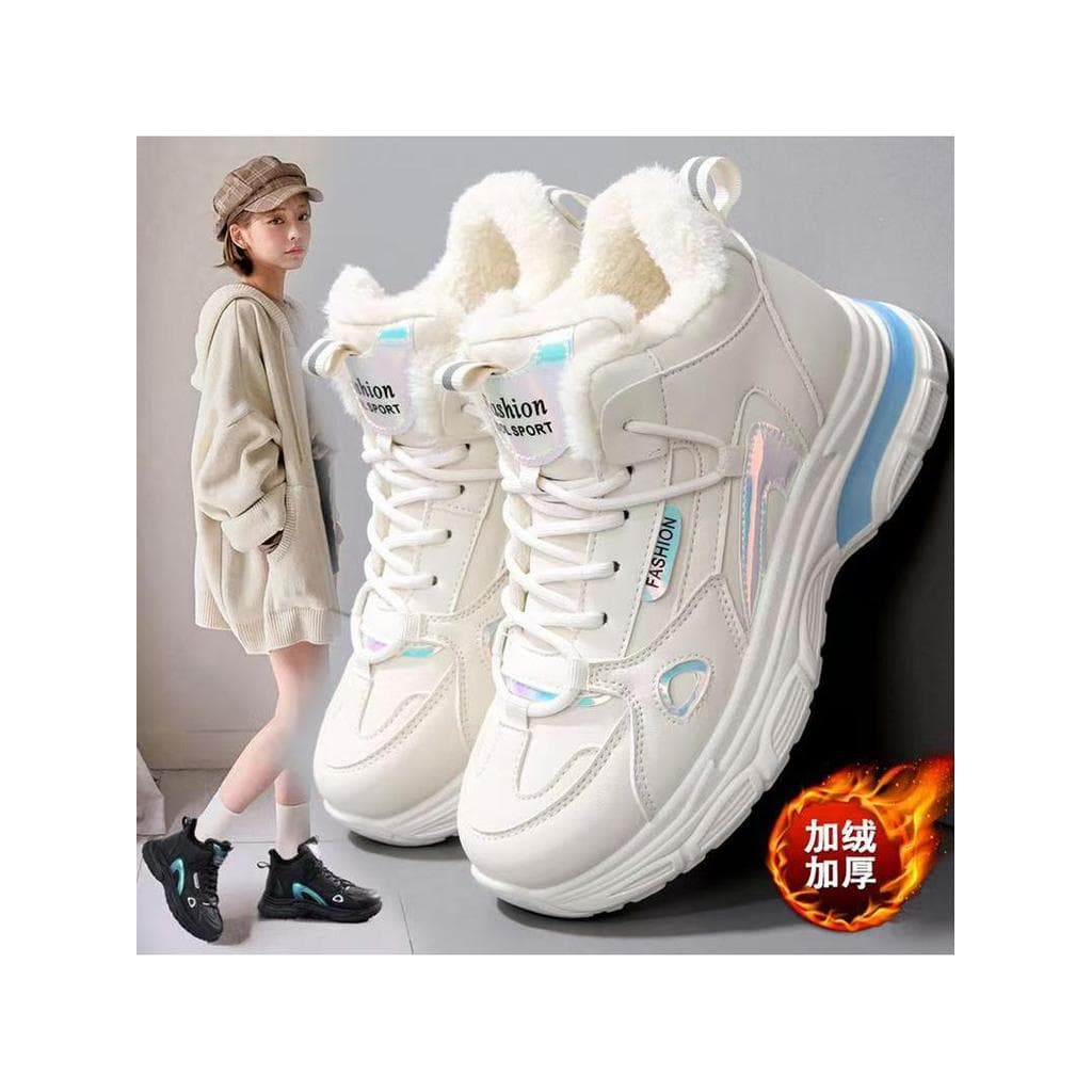 Sapatos de algodão de alta qualidade femininos forro de lã quente engrossado papai sapatos 2025 inverno novo estilo estu