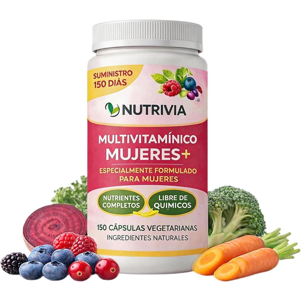 Nutrivia Multivitamínico para Mulheres + Vitaminas e Minerais Essenciais, Fórmula de Suporte Nutricional Diário, 150 Cáp
