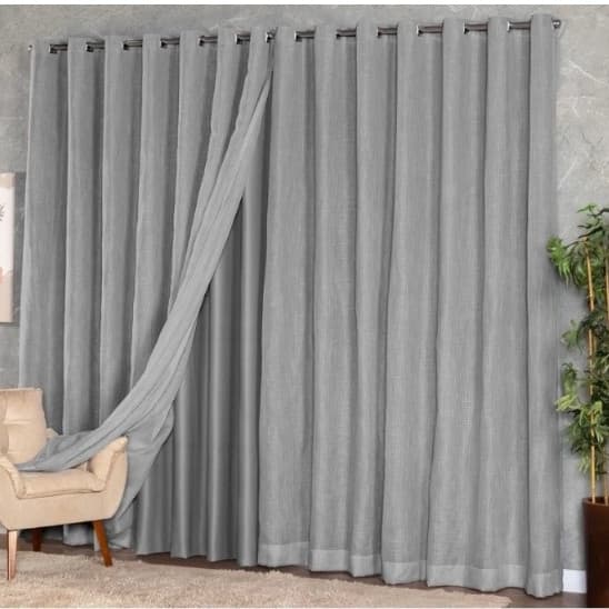 Cortina Voil Gaze De Linho 3,00 x 2,20/2,30/2,40/2,50/2,60/2,70/2,80 C/forro Blackout Grosso Original