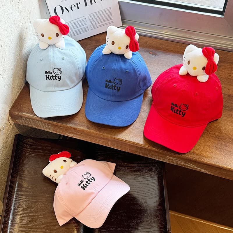 Boné De Beisebol Cute Bow Kitty Cartoon Cat – Chapéu De Proteção UV De Verão Para Mulheres E Crianças , Bonés Combinando