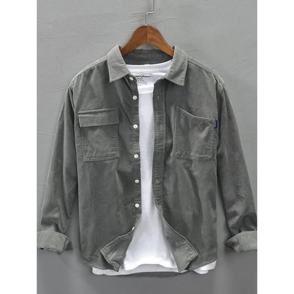 Camisa masculina de veludo, resistente à sujeira, resistente ao desgaste, primavera outono, Casual, solta, manga comprid