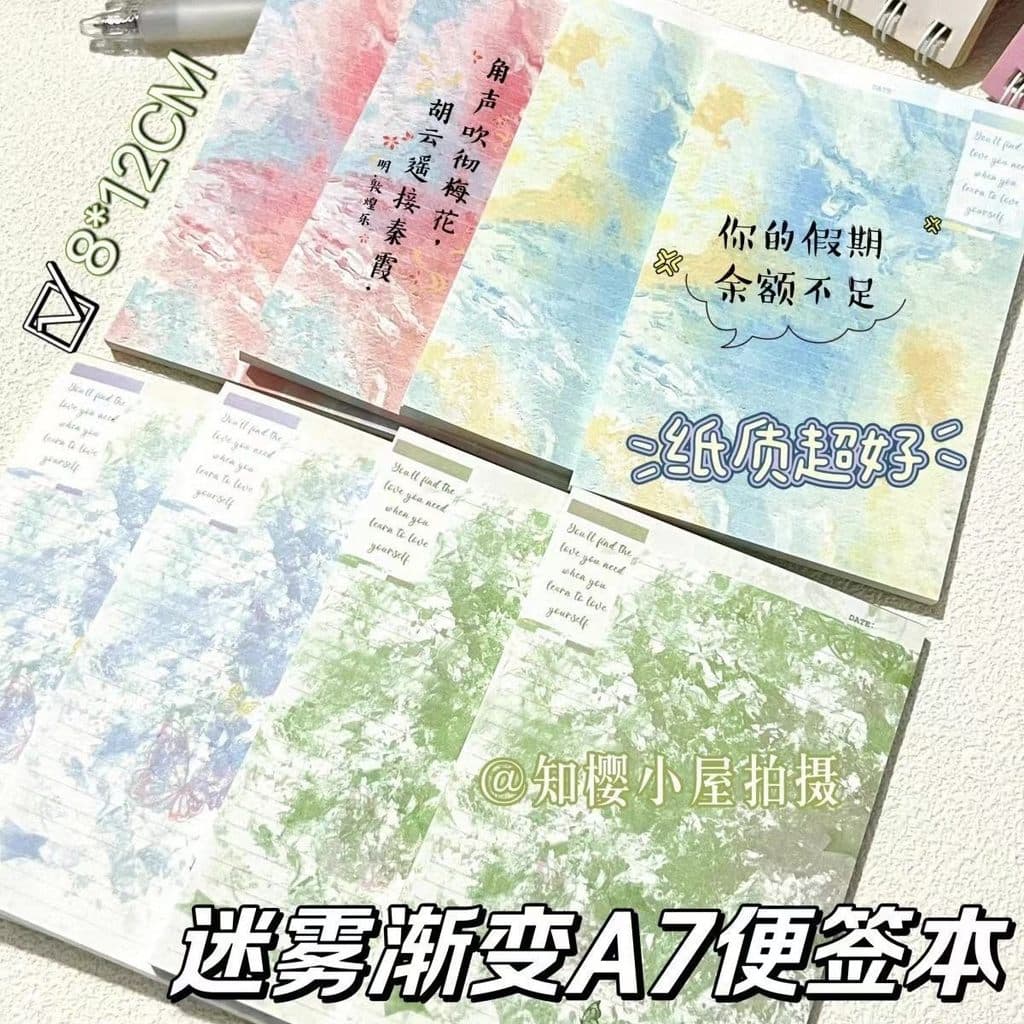 Mist Color Series Patting Paper Alto valor A7 Diário Tearable Prático Estudante Simples Bloco de Notas Névoa