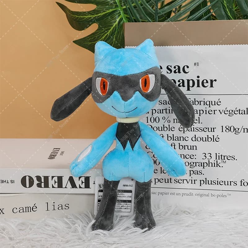 Pokemon Plush Riolu Brinquedos Anime Peluche Brilhante Lucario Mega Lucario Bonito Macio Recheado Animais Bonecas Crianç