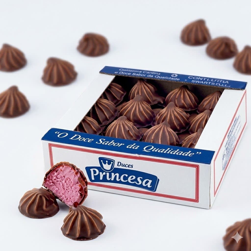 Teta de Nega Morango com Chocolate Ao leite 50un - Princesa