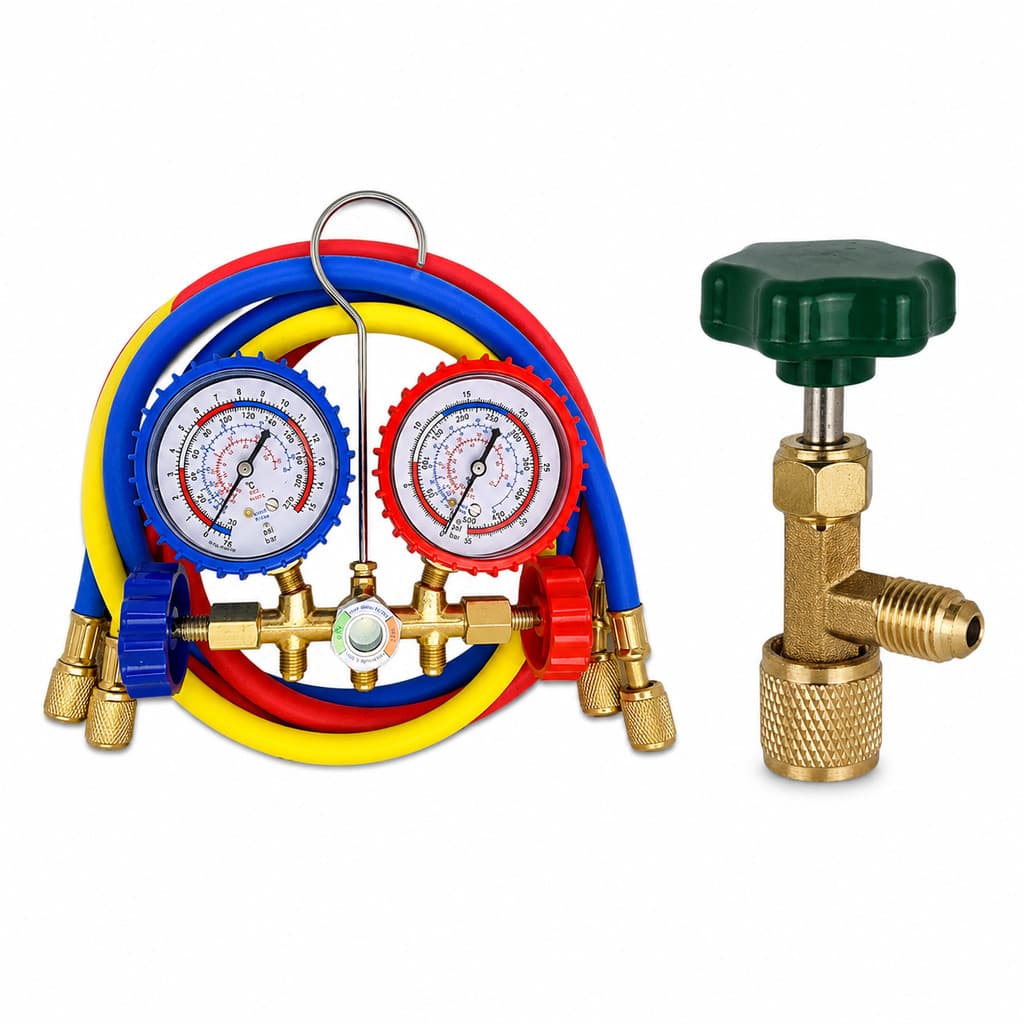 Manifold Ar Condicionado R134a + Valvula Perfuradora lata
