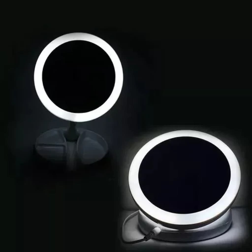 Espelho Led Maquiagem Camarim Ring Light Usb Aumenta 10X