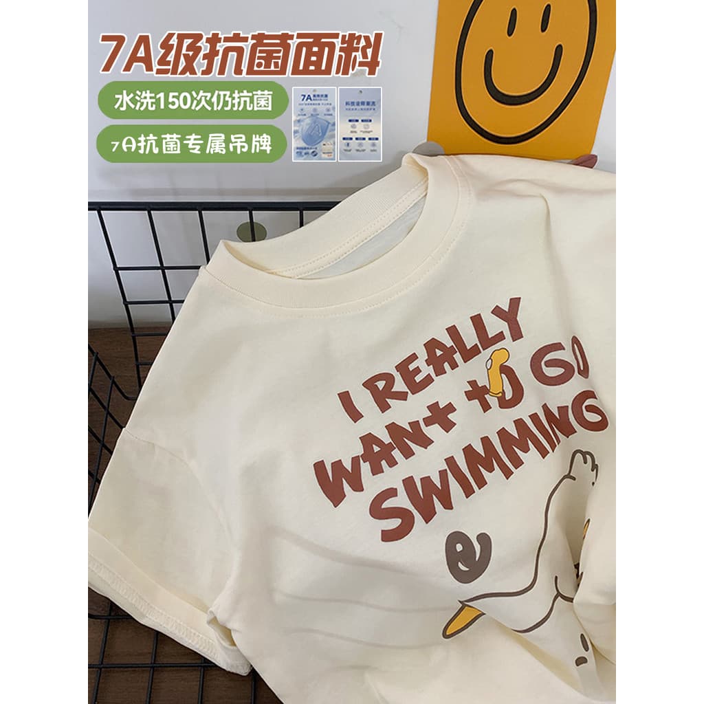 Chá mãe roupas infantis verão novo estilo meninos legal sentimento de manga curta camiseta crianças médias dos desenhos
