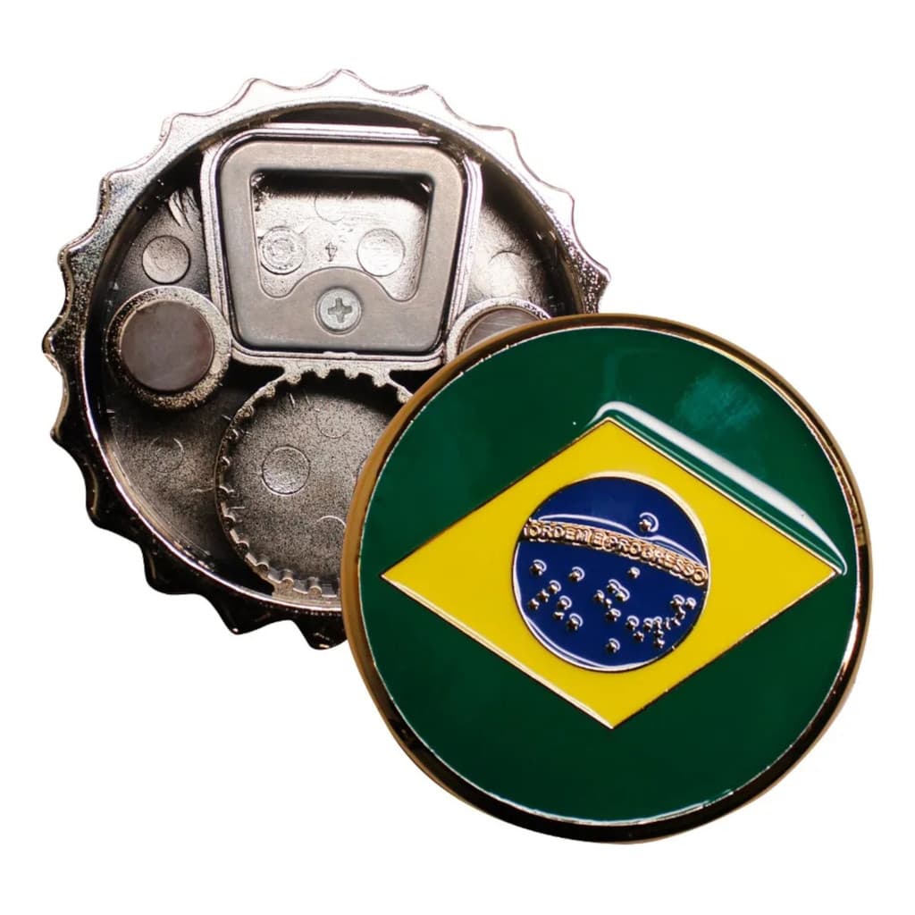 Abridor De Garrafas Formato Tampa Com Imã Do Brasil 83g 7...