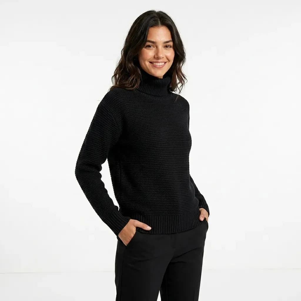 Blusa Feminina Tricot Gola Suéter Inverno Confortável