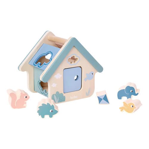 Casinha Brinquedo De Encaixe Educativo Pedagógico Montessori Azul-claro