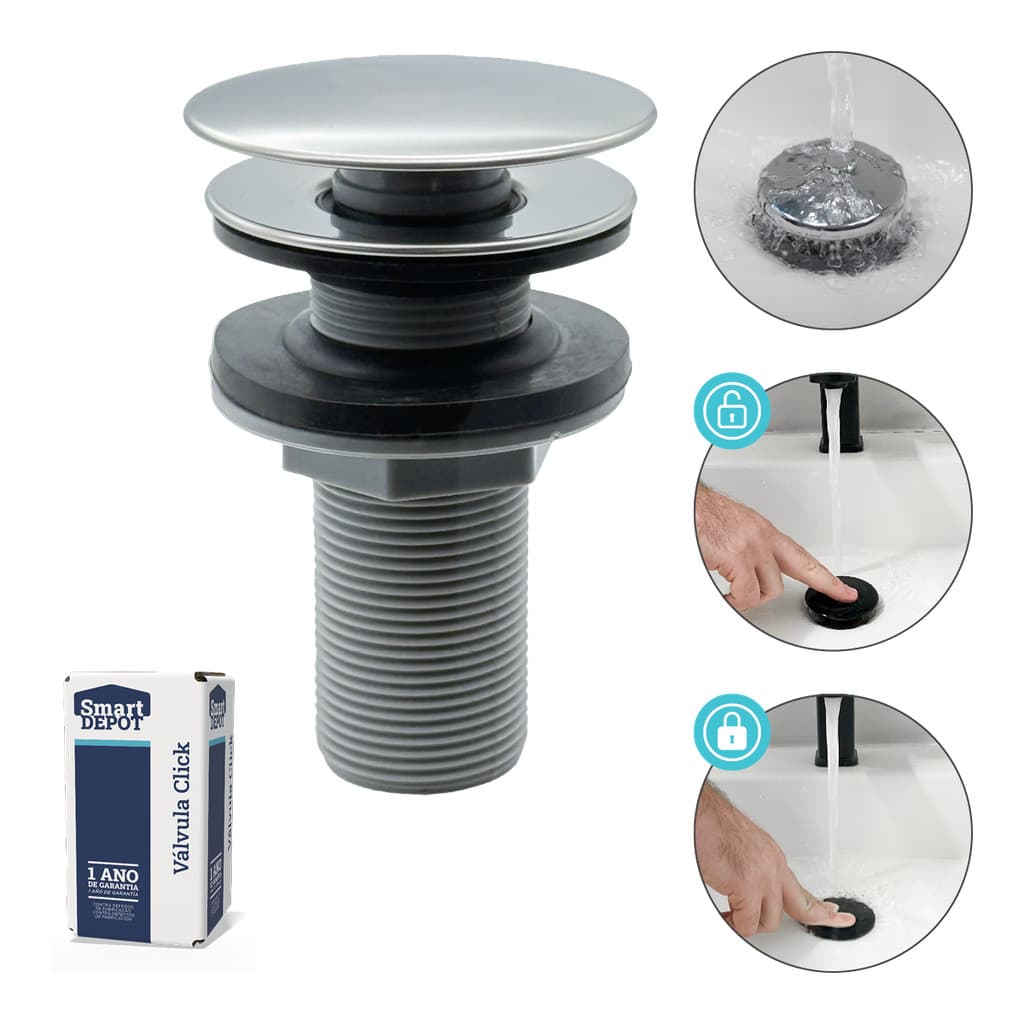 Válvula Click ABS CROMADO Lavatório 7/8" Smart DEPOT