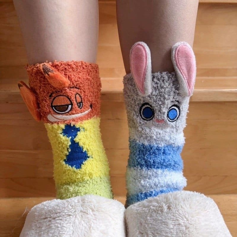 Judy Nick Meias Crazy Zoo Merchandise Outono Inverno Quente Meias para Casa Respirável Bonito Meias de Desenho Animado d