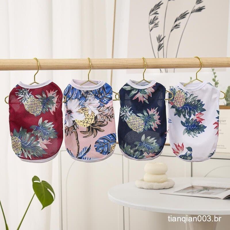 Verão Cão Colete Roupas Para Pequenos Cães Médios Gatos Respirável Estilo Praia Havaiano Filhote De Cachorro Camiseta Ch