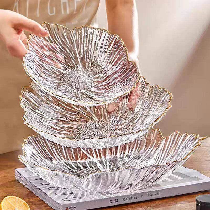 Prato de frutas de cristal de alta qualidade doméstico 2026 novo estilo luz luxo vidro doméstico sala de estar mesa de c