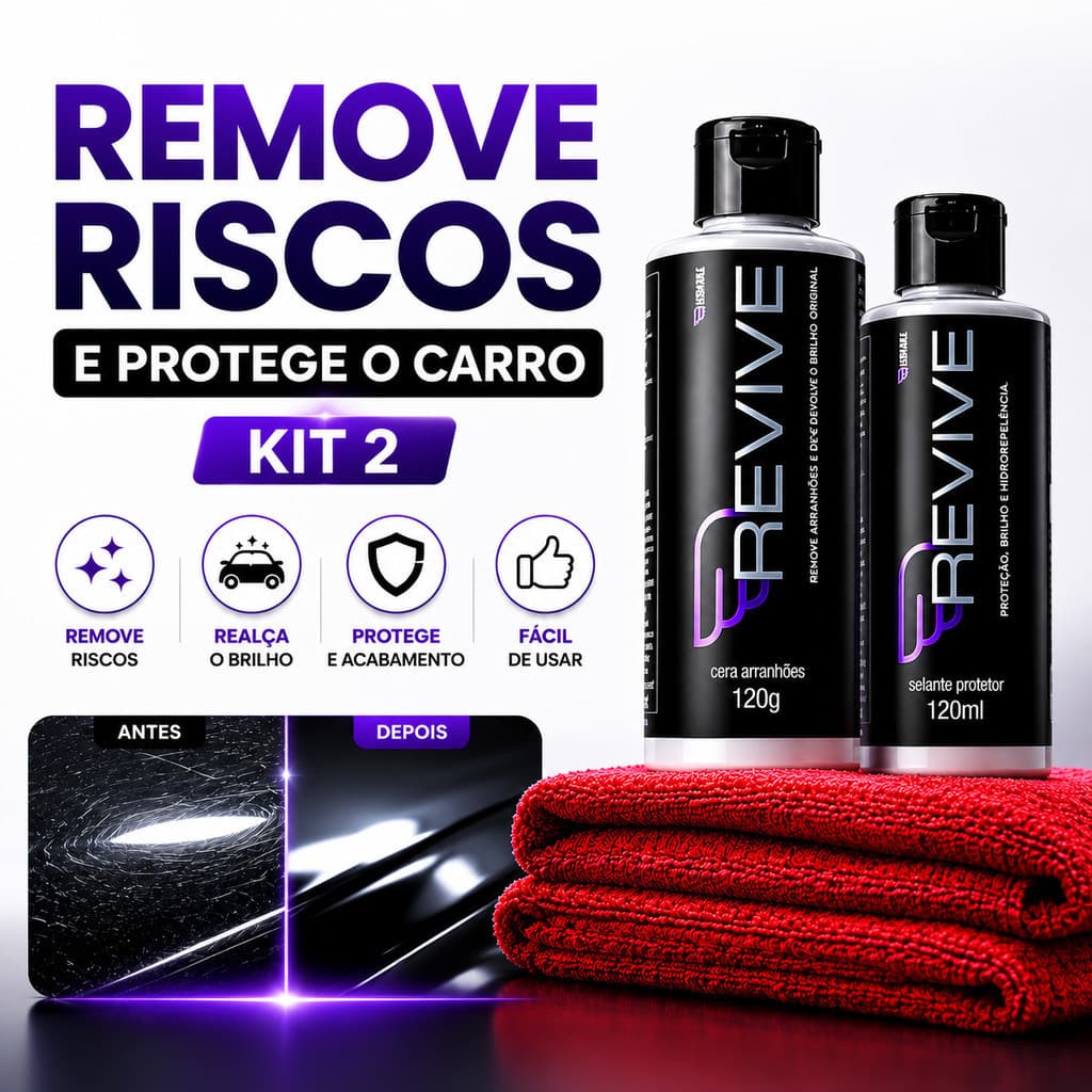 KIT 2 Revive Tira Risco Automotivo 120g Removedor De Riscos Para Pintura De Carro Restaura Brilho