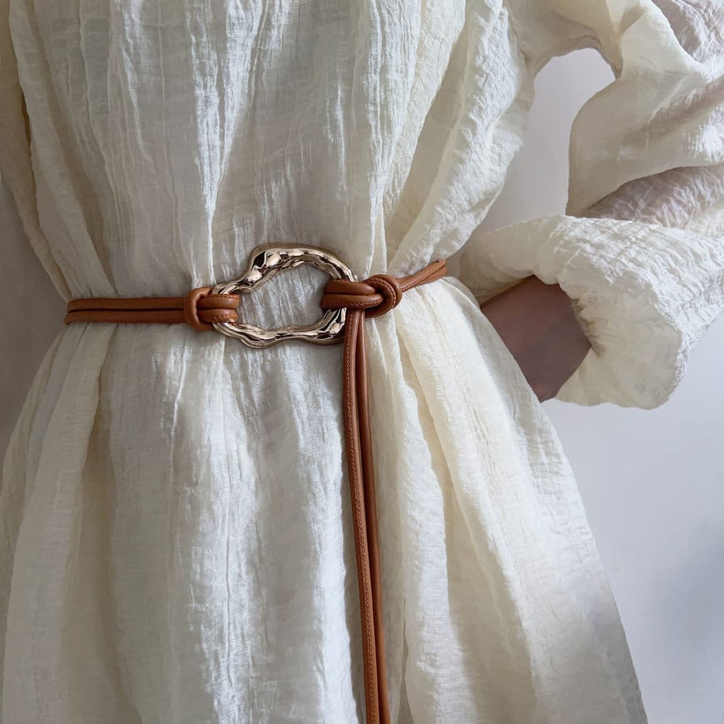 cinto feminino largo cinto feminino Corda de couro ajustável com cinto feminino PU com nó de verão