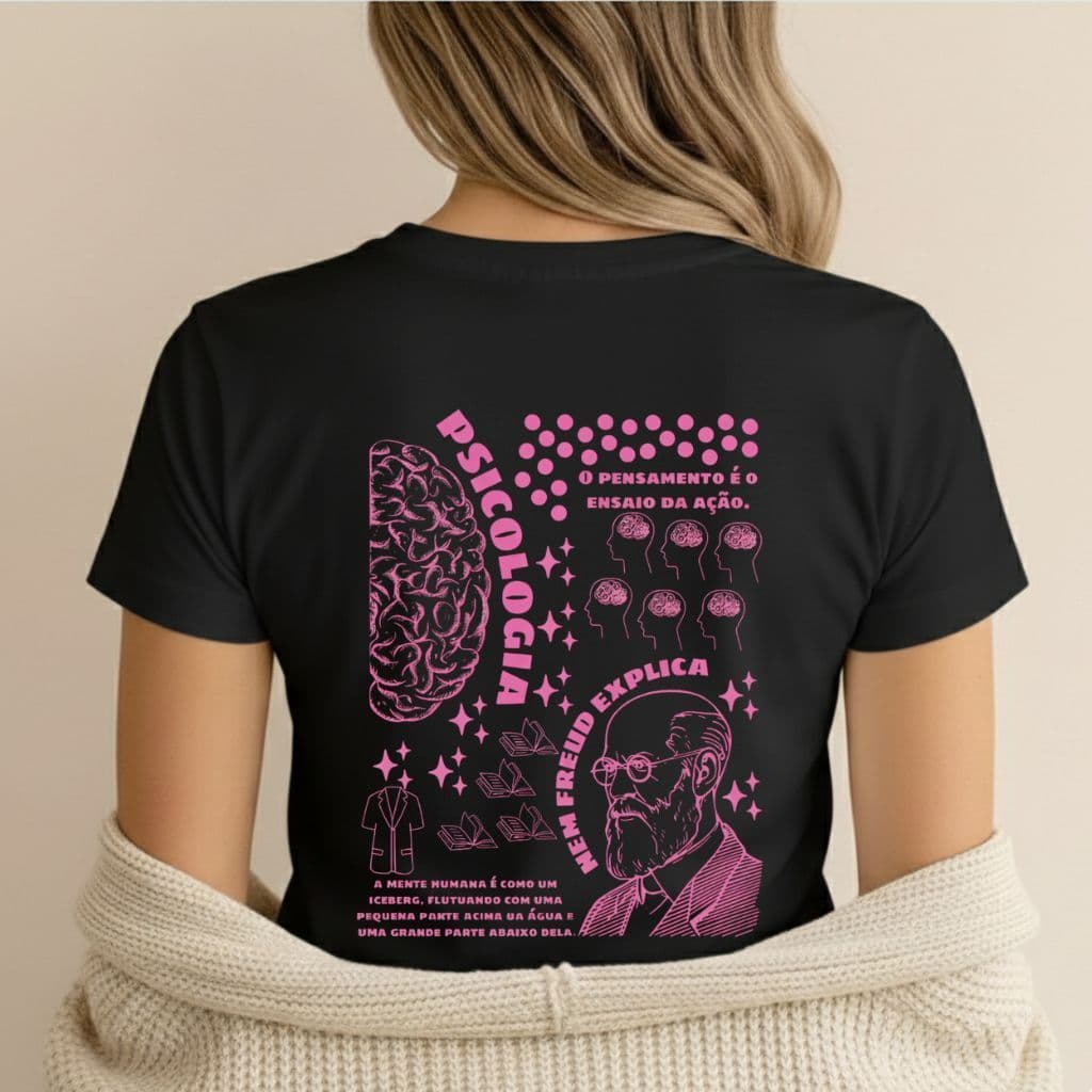 Camiseta Estampada Psicologia 100% Algodão Masculino Feminino Unissex