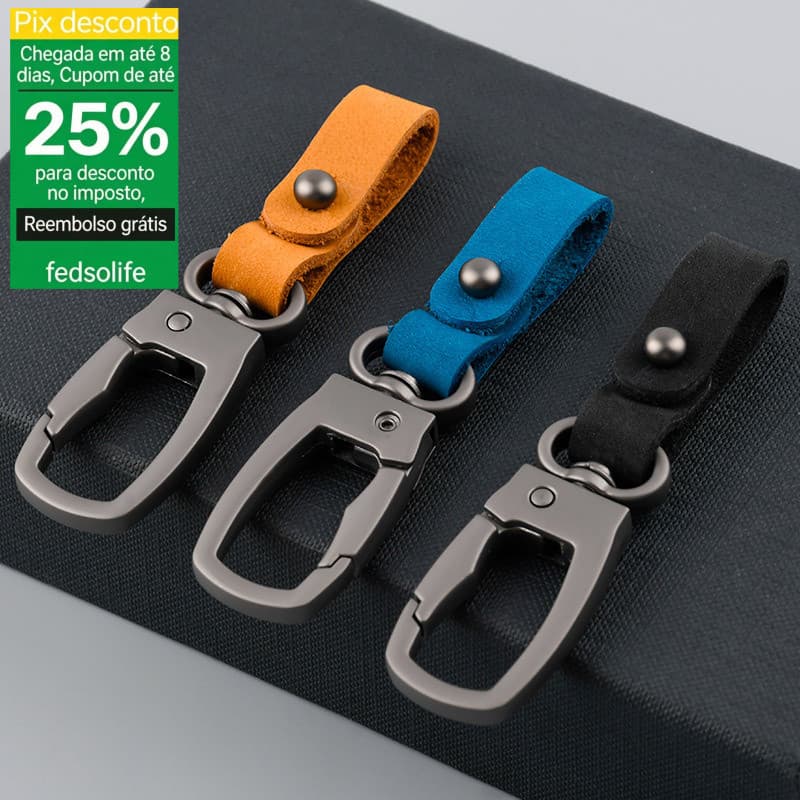 Fedsolife Chaveiro Couro Luxo Masculino Anti-perda - Chaveiro de Carro em Metal Premium