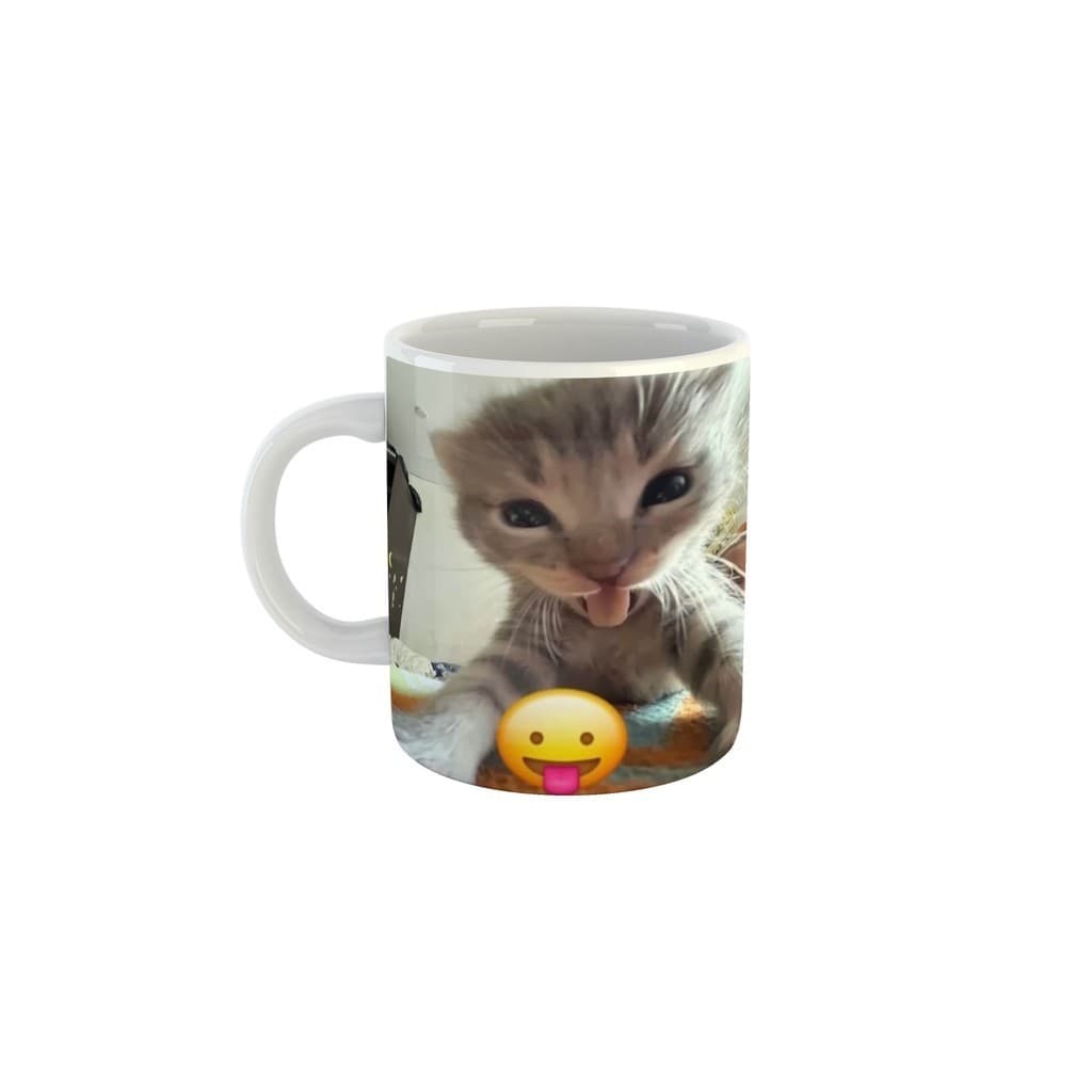 Caneca Engraçada Gatinho mostrando a Língua Meme