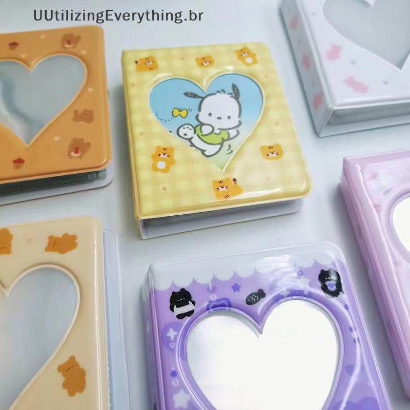 UUTIL Kpop Card Binder Álbum De Fotos De Urso Fofo 3 Polegadas Amor Coração Oco Estojo De Armazenamento De Imagens