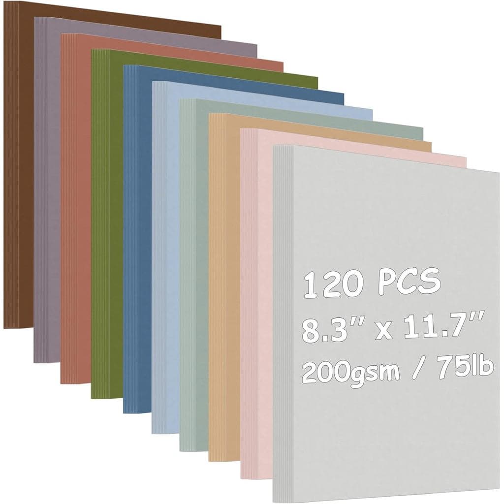 120 Folhas de Papel Cartão Colorido 8,3 x 11,7, 75lb/200gsm A4, Papel Cartão Colorido Morandi, Papel Pesado Dupla Face p