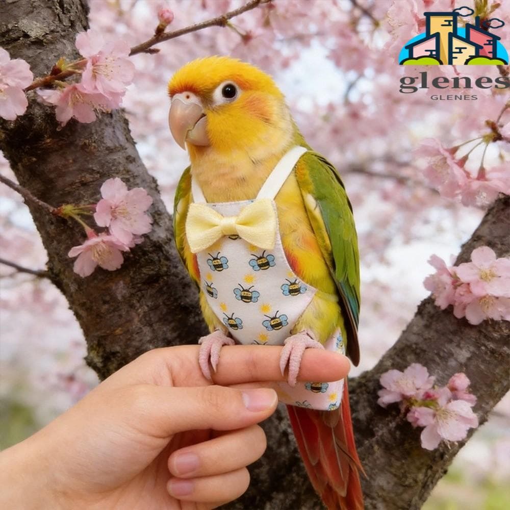 Fralda De Papagaio Para Animais De Estimação GLENES , Pássaro Com Gravata Borboleta Respirável , Padrão Animal De Desenh