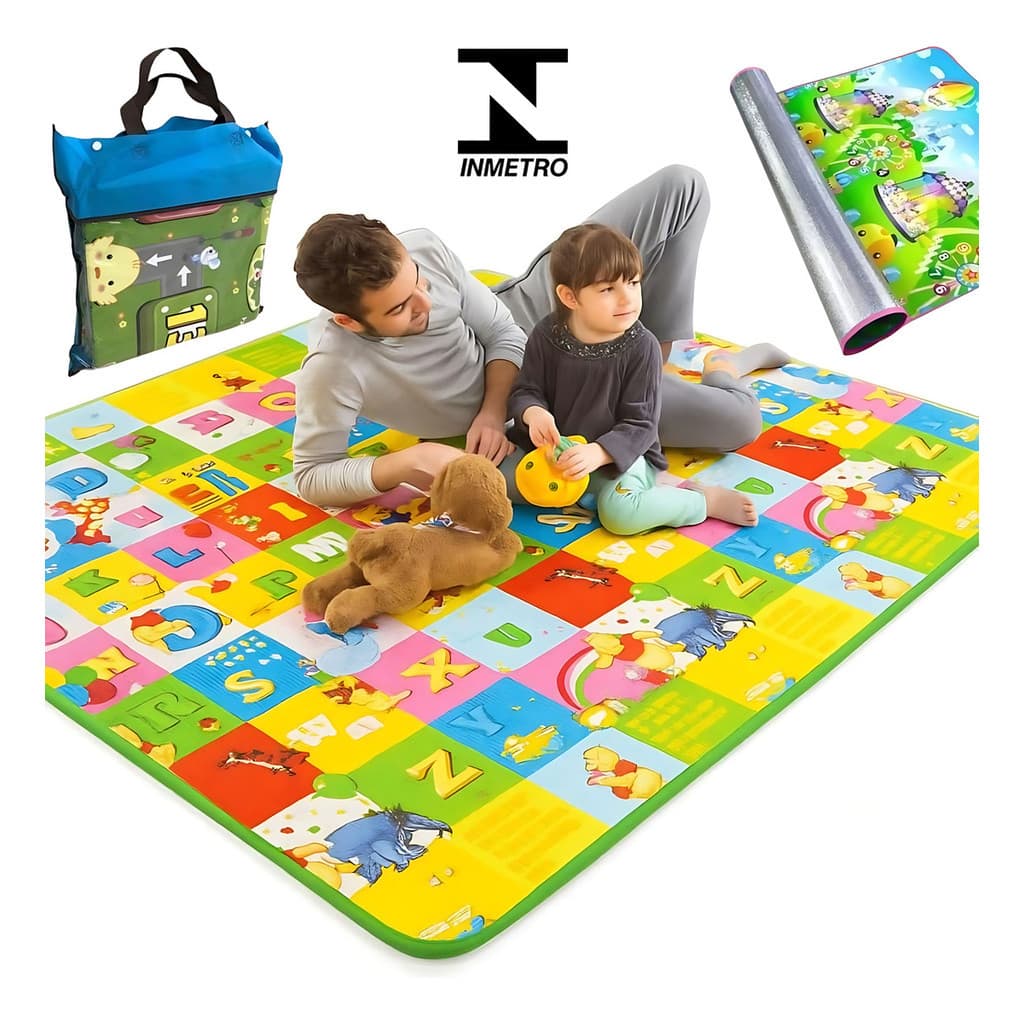 Tapete De Atividade Grande Infantil Térmico Para Bebê 1,80 X 1,20m
