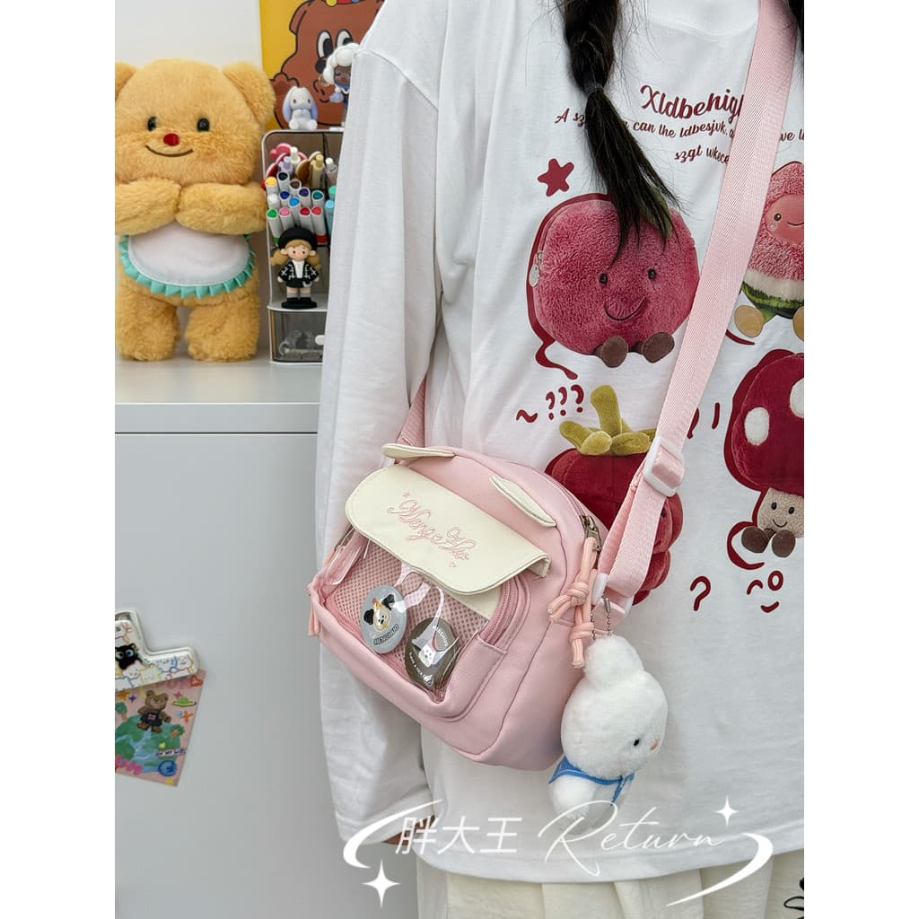 Estilo japonês bidimensional lanche Volume transparente vale saco bonito menina mensageiro saco Commuter bolsa de ombro