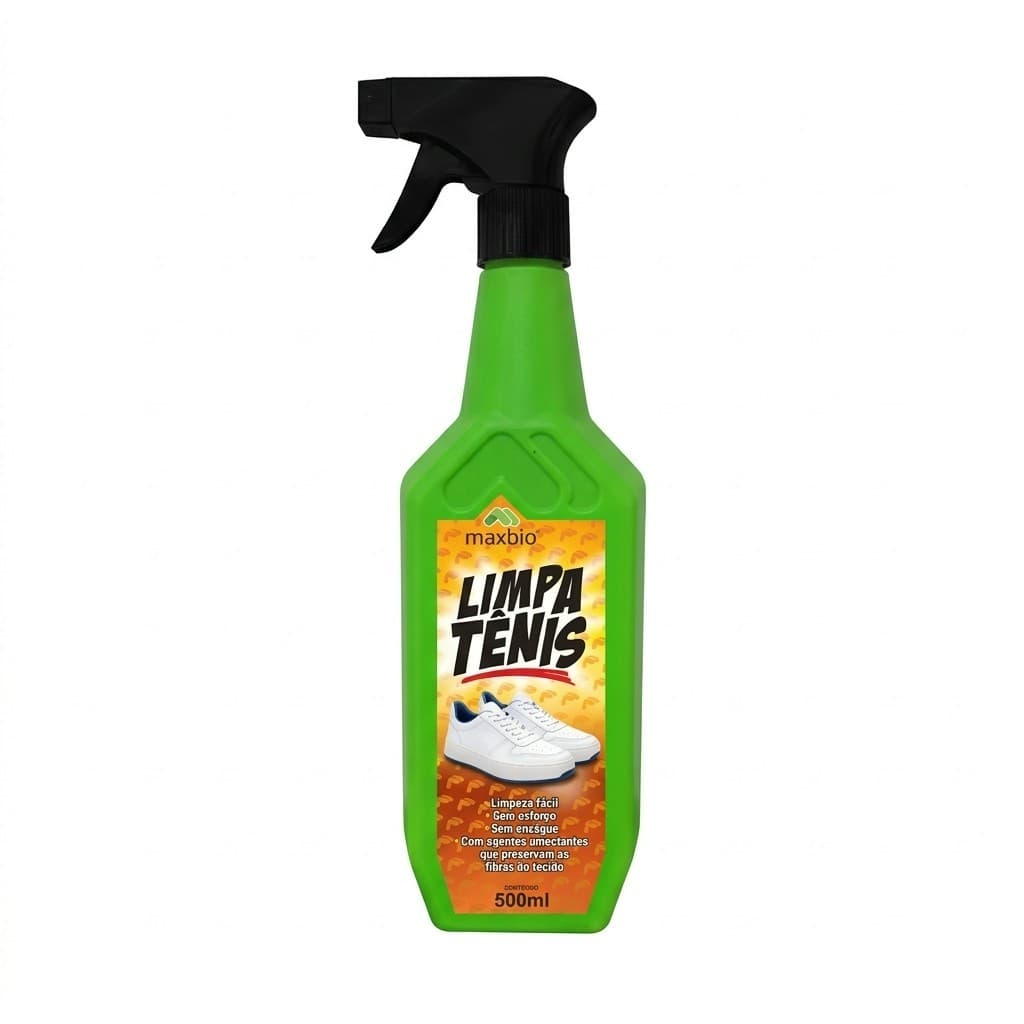 Limpa Tênis Maxbio 500ml Limpeza A Seco Profissional Eficaz Couro Camurça Pronto Uso Sem Enxágue