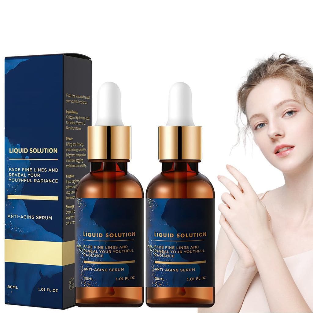Sérum Facial, Solução Líquida Anti-Envelhecimento, Promove a Produção de Colágeno, Reduz Linhas Finas e Rugas