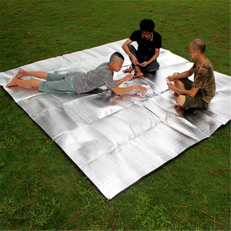 Película de alumínio dupla face composta, 240*240CM, ecologicamente correta, acampamento ao ar livre, resistente ao desg