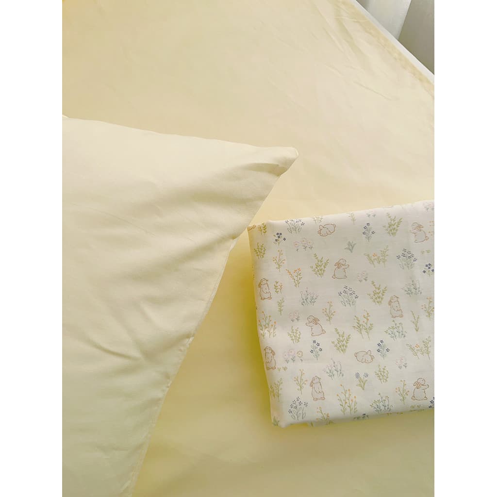 Ins algodão pequeno Floral coelho folha de cama única peça puro algodão único duplo fresco creme amarelo folha fronha pr