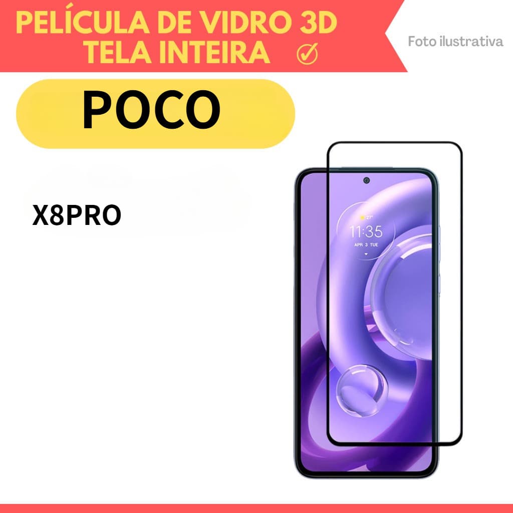 Película de Vidro 3D Para XIAOMI POCO X8PRO(General)