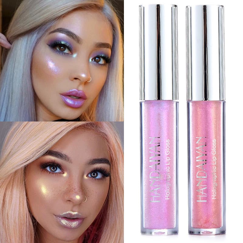 Gloss Labial Holográfico Quente, Maquiagem para Lábios, Tinta Labial Sereia à Prova d'Água, Batom Líquido Brilhante, Glo