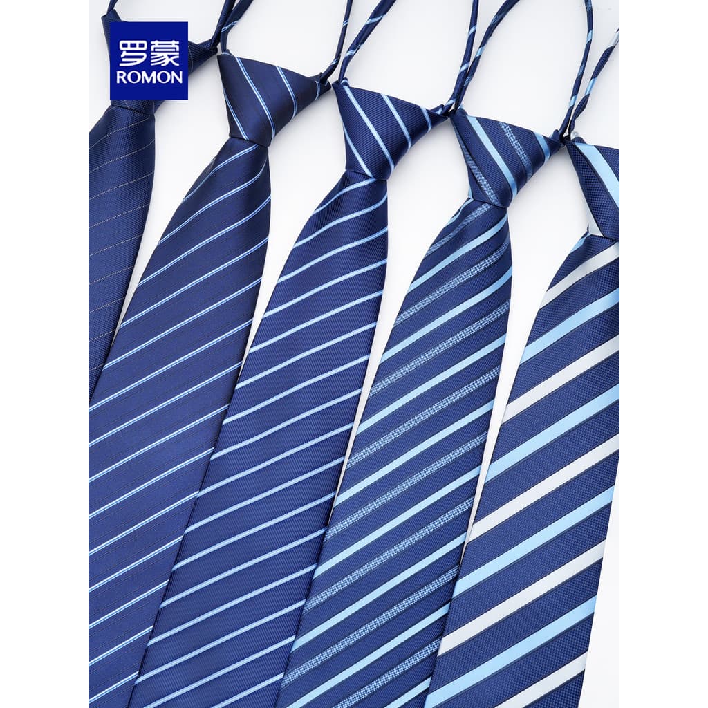 Gravata azul masculina listrada com zíper terno Formal casamento noivo negócios 8cm camisa de terno de alta qualidade