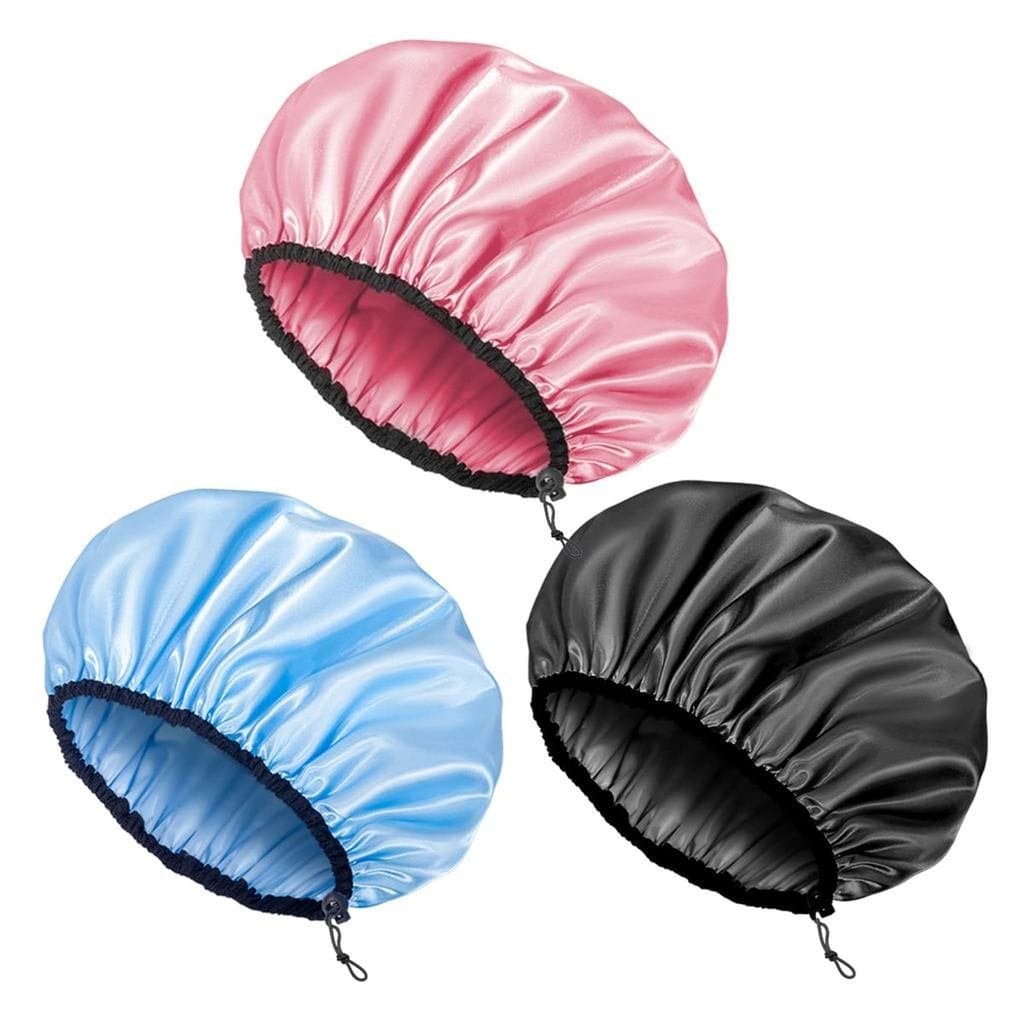 Touca de Banho Auban para Mulheres, Ajustável e Reutilizável, Extra Grande, Touca de Banho Impermeável de Dupla Camada,
