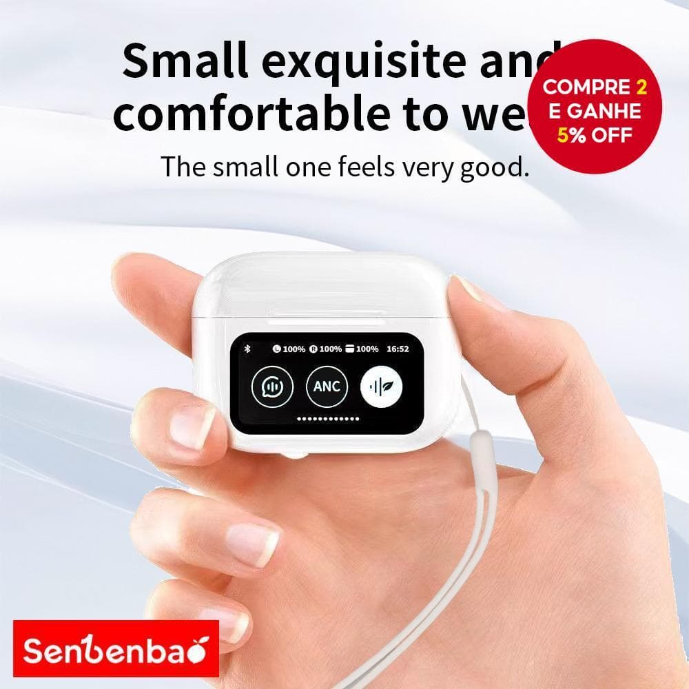 Novos fones de ouvido sem fio Senbenbao A9 Pro Bluetooth 5.4 com ANC e microfone embutido, tela touch LED e