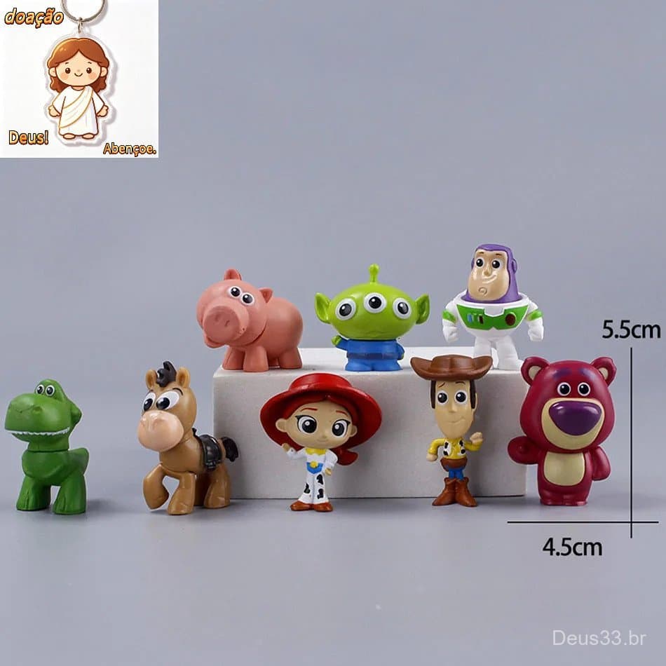 Kit 8 Bonecos Toy Story Miniaturas Woody Buzz Colecionável（Dar chaveiro）