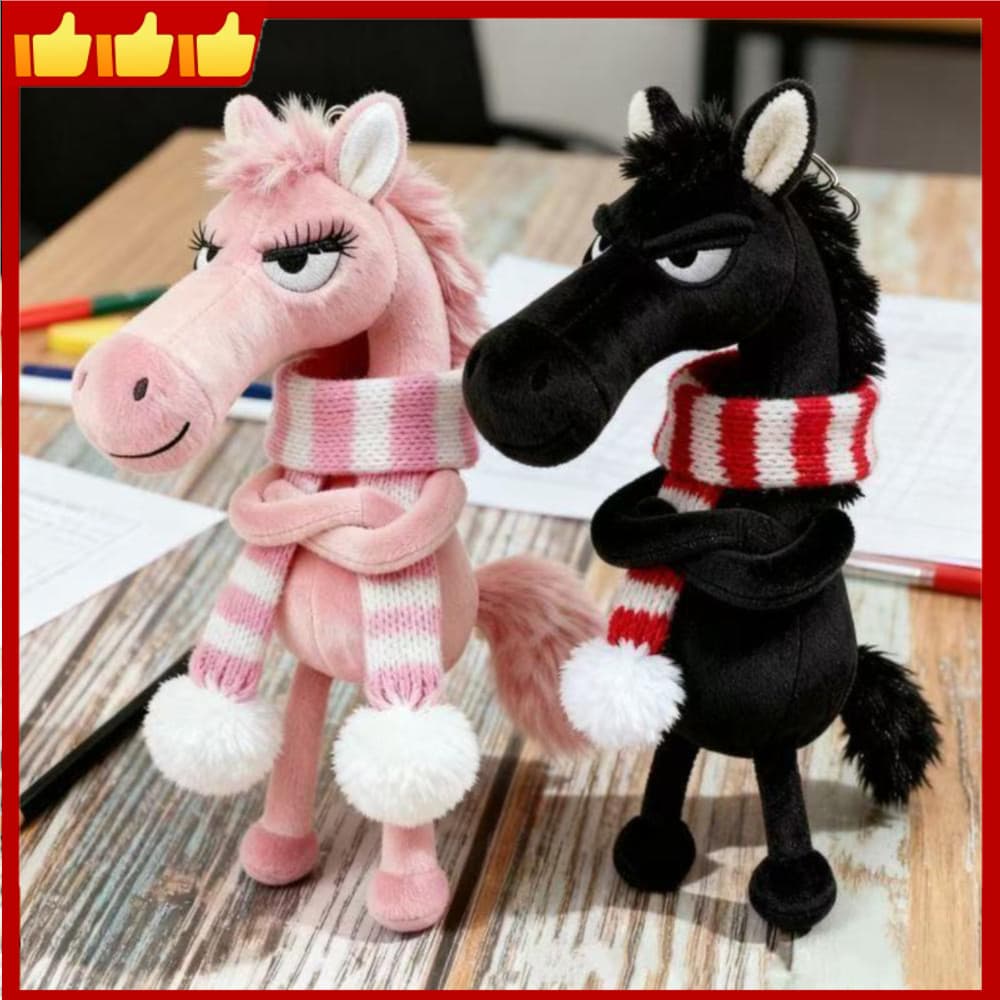Chaveiro De Cavalo De Pelúcia Preto Meticulosamente Costurado Adorável Decoração Encantador Macio Para Chaves De Aventur