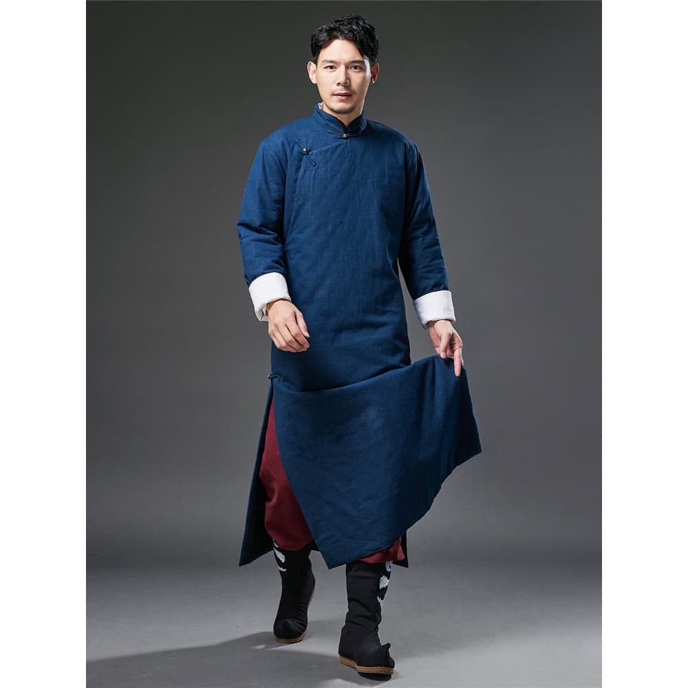 Estilo chinês jaqueta Diagonal longo jaqueta de algodão masculino Retro Tang terno estilo republicano jaqueta de algodão