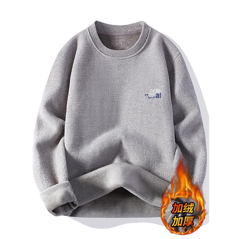 Camisola masculina outono inverno estilo forro de lã engrossado em torno do pescoço camisola meninos inverno novo Casual