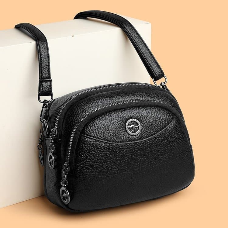 Bolsa feminina Popular de couro genuíno genuíno 2025 Novo estilo Fashion Apple Bolsa de três camadas pequena bolsa redon