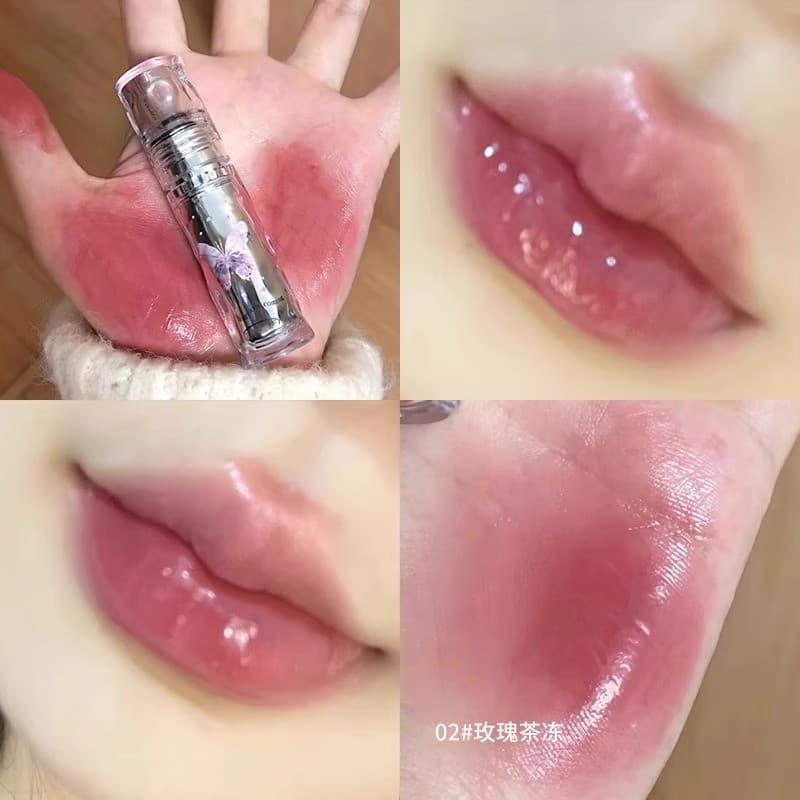 Sensação frágil macia de beliscar espelho de água esmalte labial brilho de água copo antiaderente Natural de longa duraç