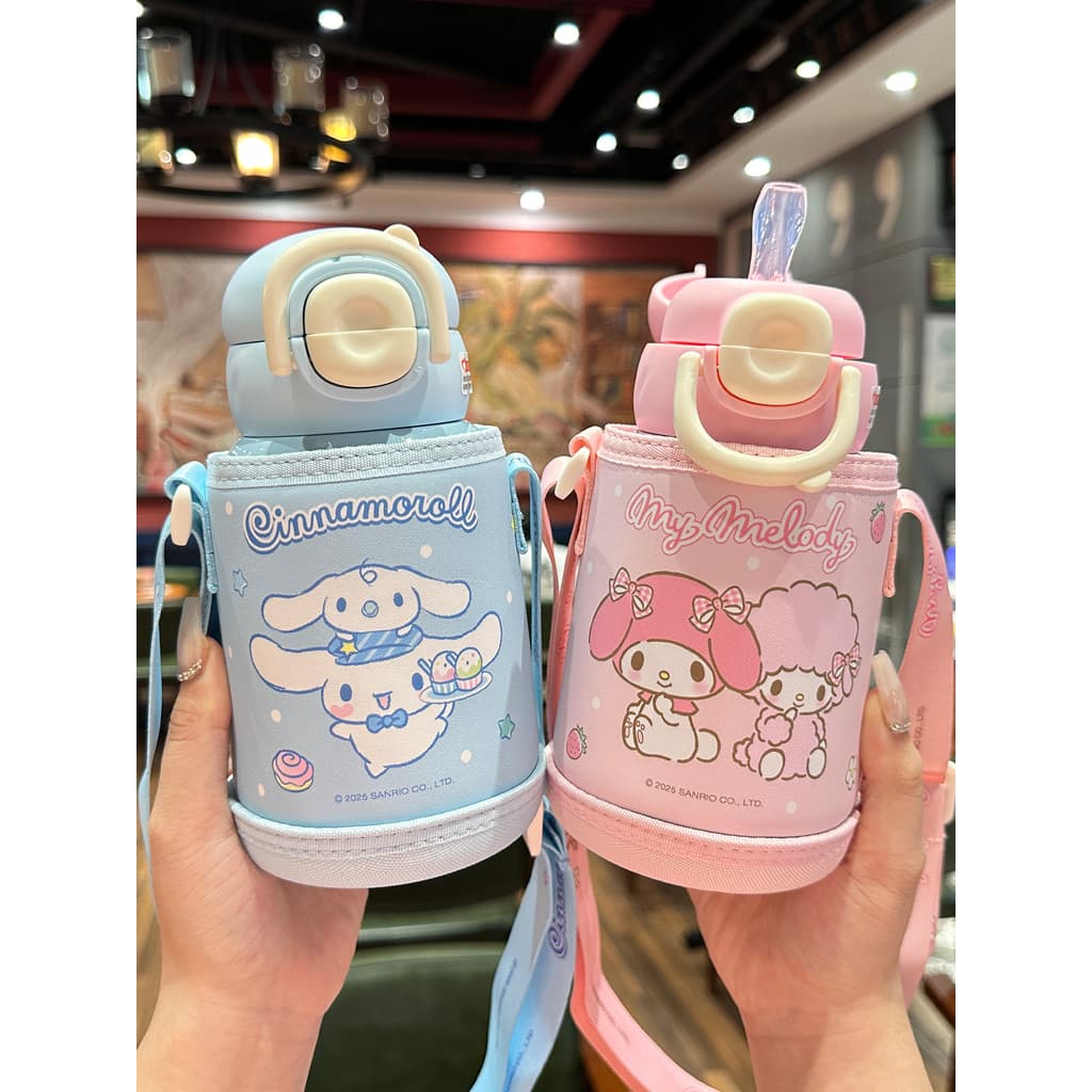 Sanrio Co-Branded copo térmico 316 novo estilo copo de água das crianças estudante escola dedicado duplo canudo copo de