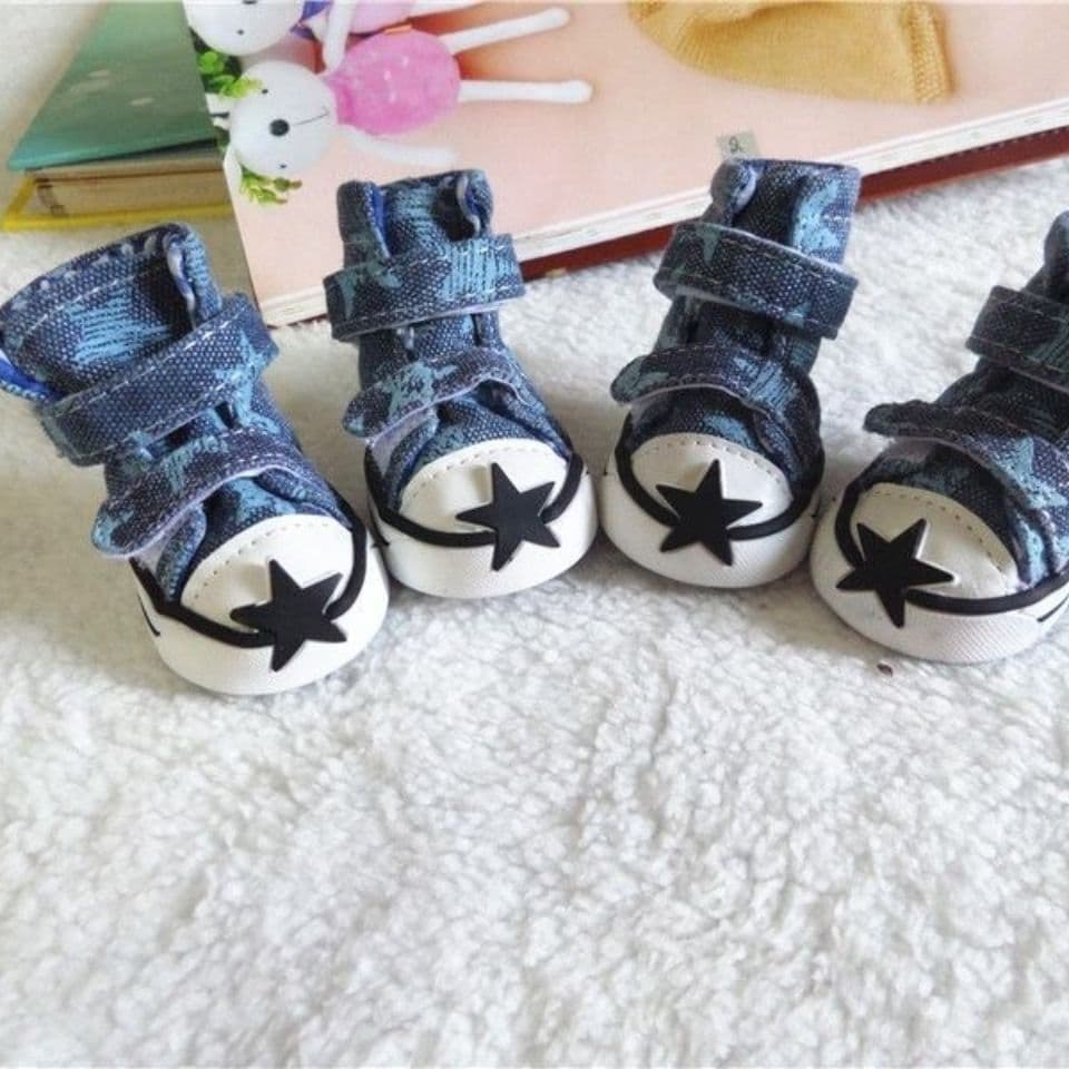 {4 cores} Sapatos de lona estrela Sapatos para cães Sapatos para animais de estimação