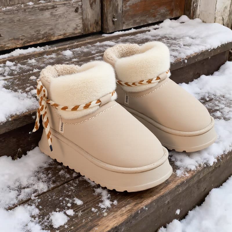 Chinelos de algodão feminino exterior usar botas de neve de alta qualidade velo quente sola grossa 2025 novo estilo sapa